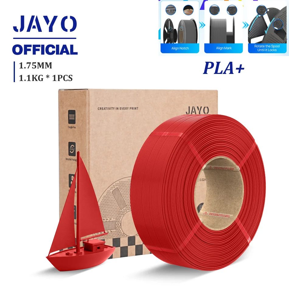 JAYO 3D-Drucker-Filament Nachfüllpack PLA/PETG/PLA+ Nachfüll-Filament 1,1 kg ohne Spule PLA-Filament für wiederverwendbare Spulen Kompatibel mit Bambu Labs