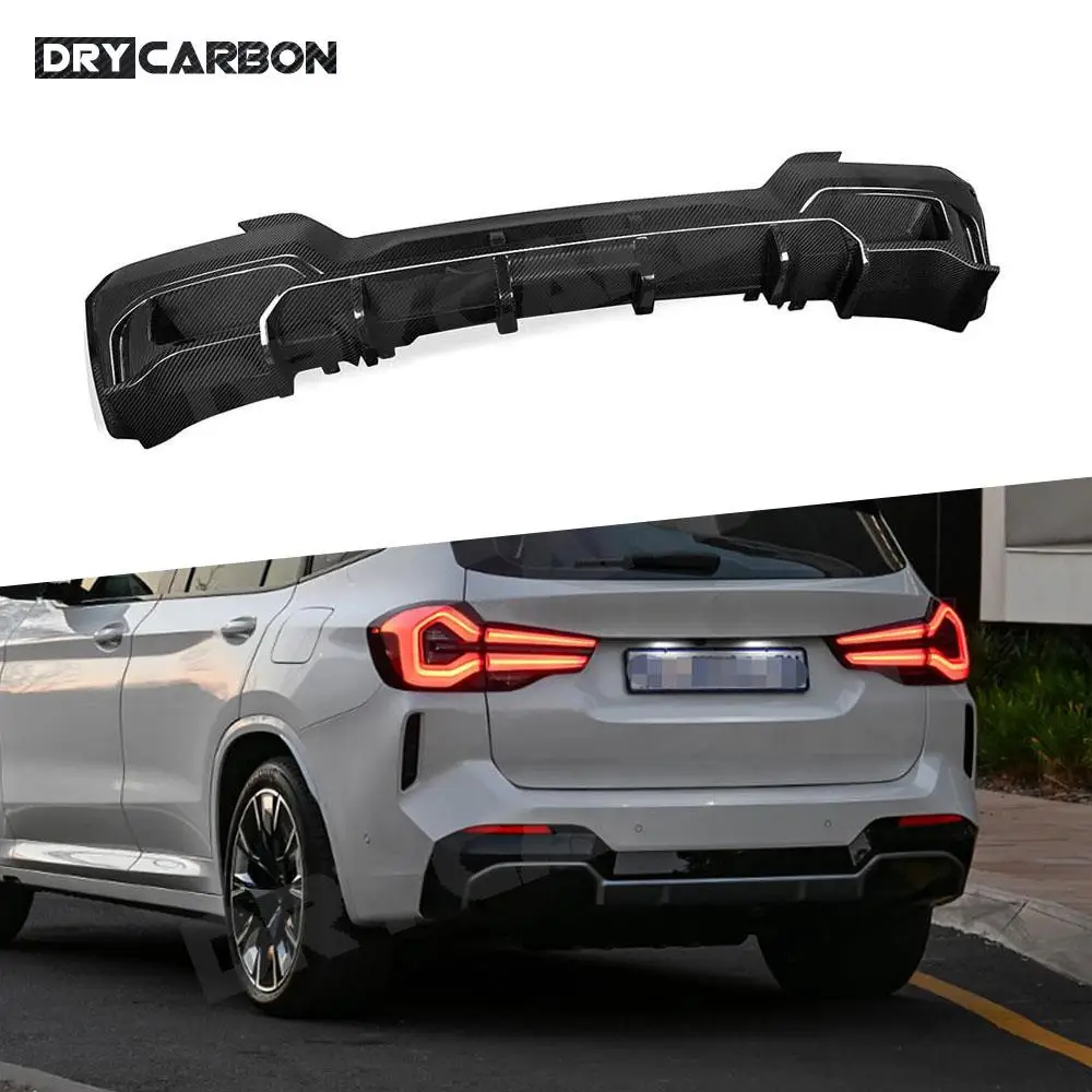 

Dry Carbon Fiber Rear Bumper Lip Diffuser Spoiler For BMW iX3 G08i 2022 FRP Car Bumper Chin Guard Body Kits Accessories
