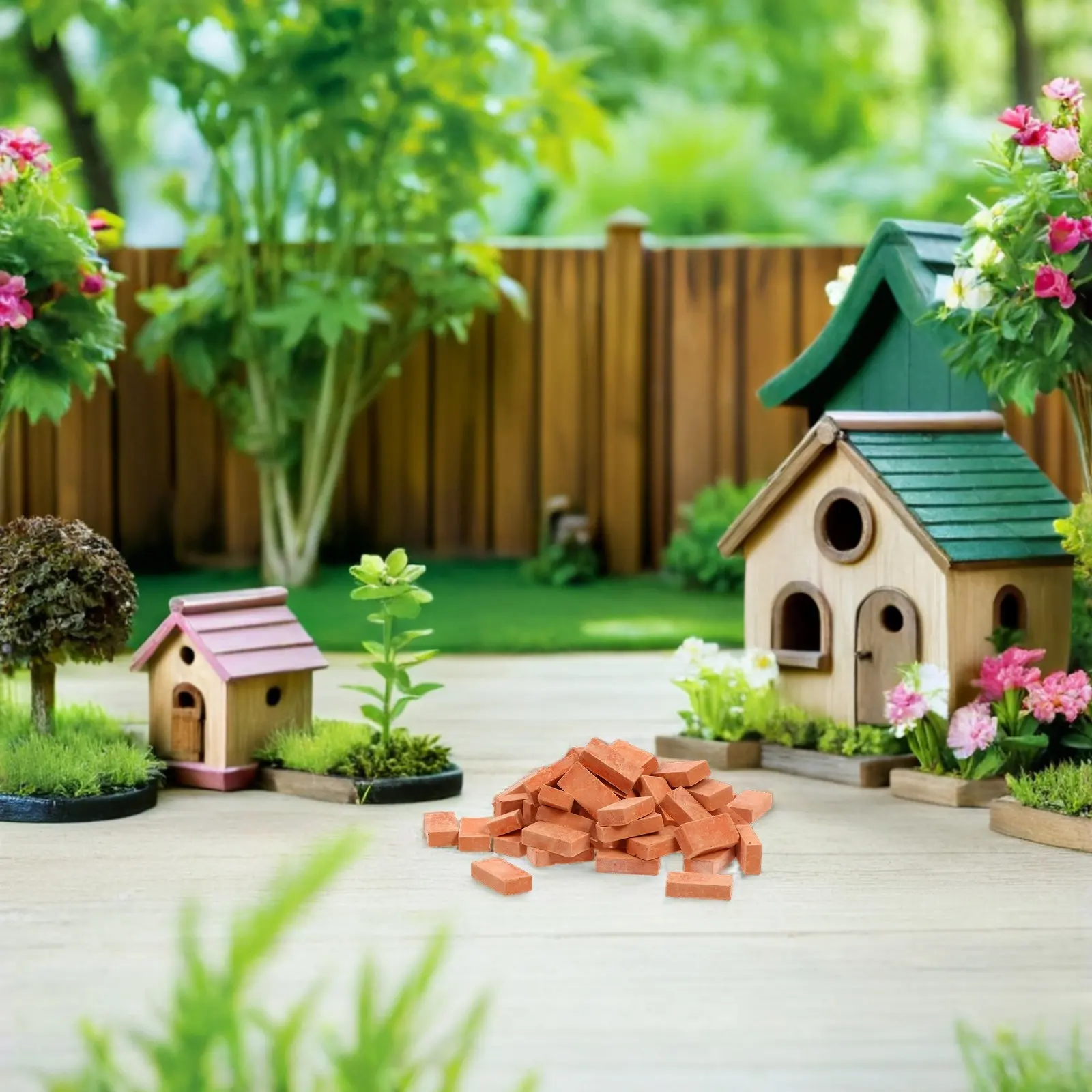 

100Pcs Clay Miniature Bricks Simulation Brick for Micro Landscape Decoration DIY Mini Garden Sand Table Brick Miniature Bricks