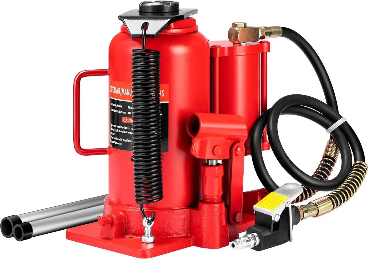 

Heavy Duty Air Hydraulic Bottle Jack - Dual Pneumatic & Manual Car Jack for Trucks/SUVs/Low Profile Vehicles - All-Welded