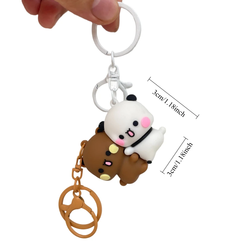 Cartoon Panda Bubu Dudu Magnetic Keychain Cute Backpack Pendant with Toy Figures Couple Accessories Ideal Fantasy Themed Gift