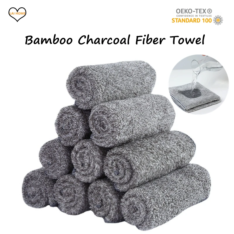 1/3/6/9PCS Bamboo Charcoal Fiber Dishcloth Microfiber Kitchen Towels Non-stick Oil Cleaning Cloths Home Cleaning and Order