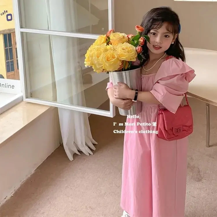 

Удобная повседневная одежда, эксклюзивная одежда, корейская детская одежда, новинка лета 2024, модный комбинезон с короткими рукавами и широкими штанинами для девочек