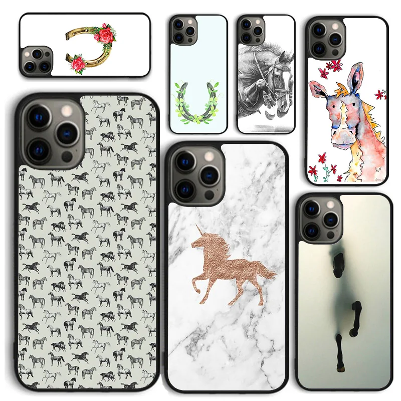 Horse Pony Painted Phone Case for iPhone 16 15 14 12 13 mini PLUS X XS XR 11 PRO MAX Back Cover Fundas Shell