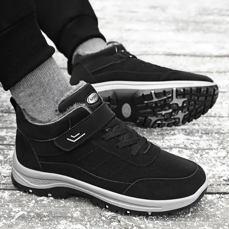 أحذية الثلوج الرجالية السوداء الأكثر مبيعًا نسخة مطورة من المطاط أحذية شتوية دافئة مقاومة للماء للرجال في الصين #4