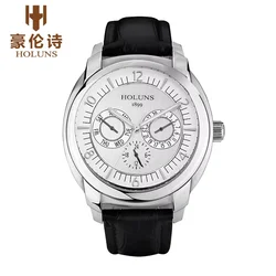Holuns Luxury Unique Design Men Watch Leather Strap Sport Quartz Wristwatch For Man 50M Waterproof