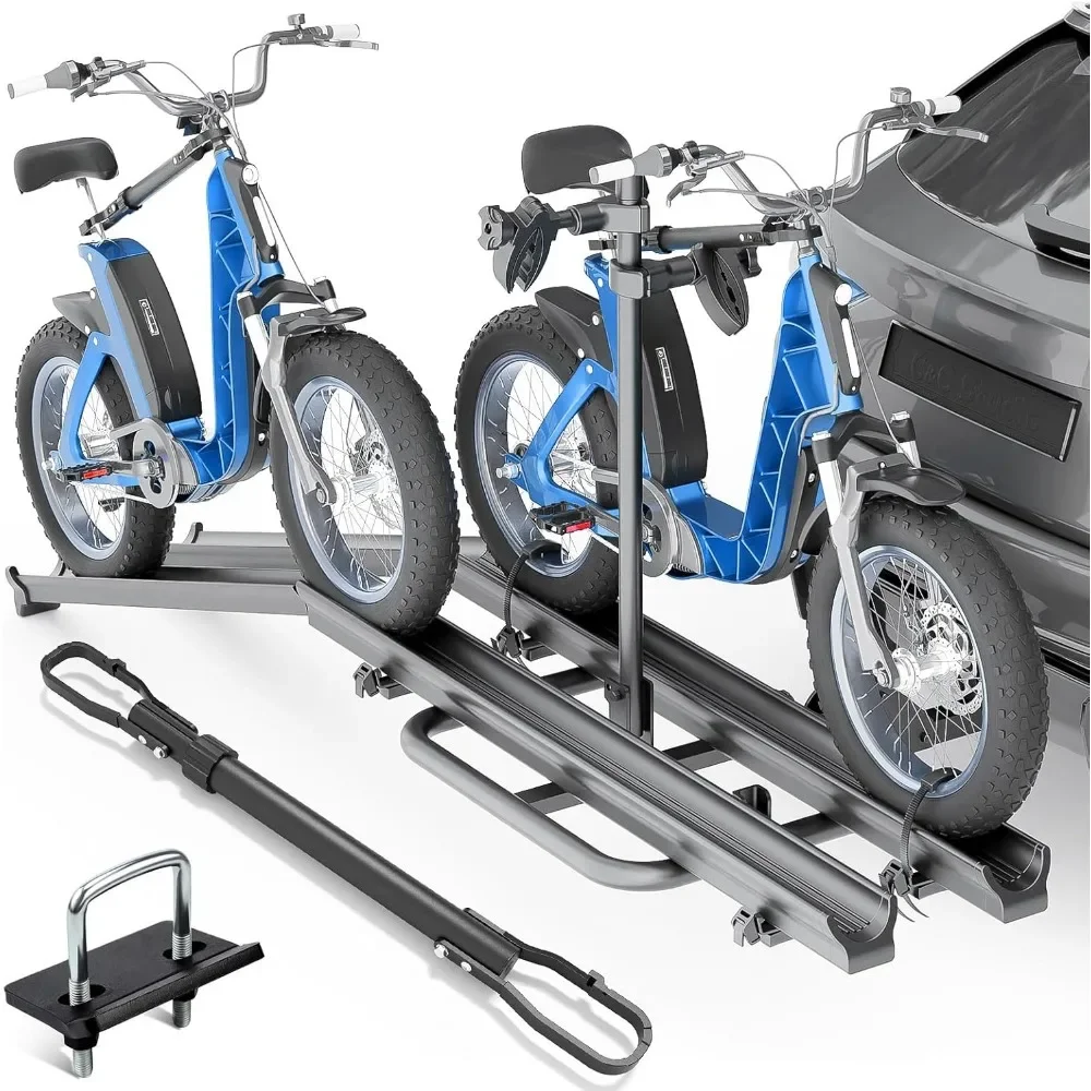 

Багажник для электровелосипеда емкостью 200 фунтов с поперечной перекладиной, держатель для шин толщиной 5 дюймов с рампами, запираемые и складные стойки для электрических велосипедов, велосипед Ra