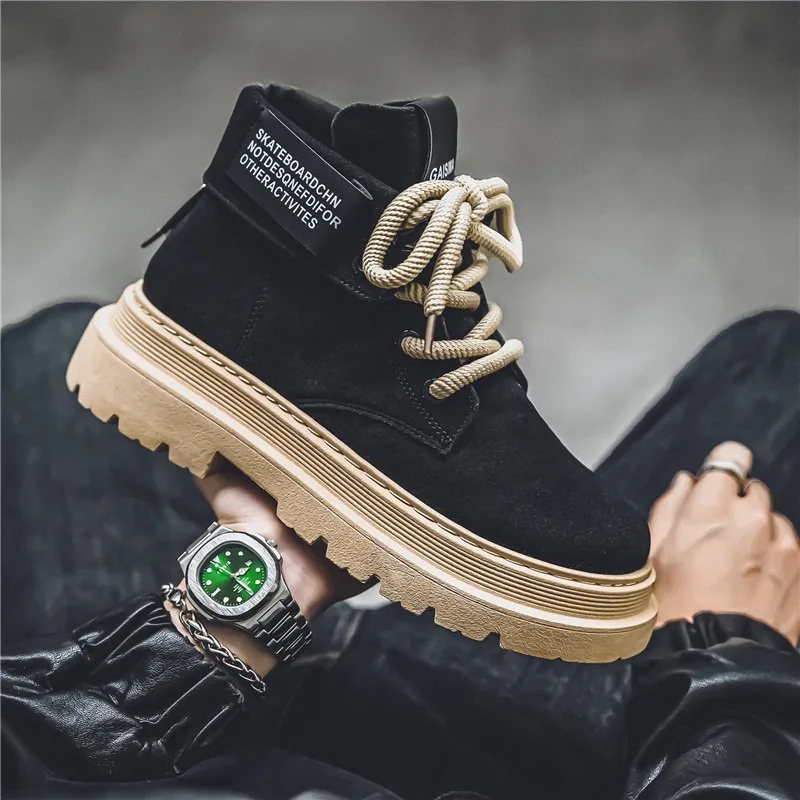 Luxury Denim Men's Boots Hand-designed High-top Shoes Stylish and Comfortable Riding Boots for Man Classic Breathable Work Shoes