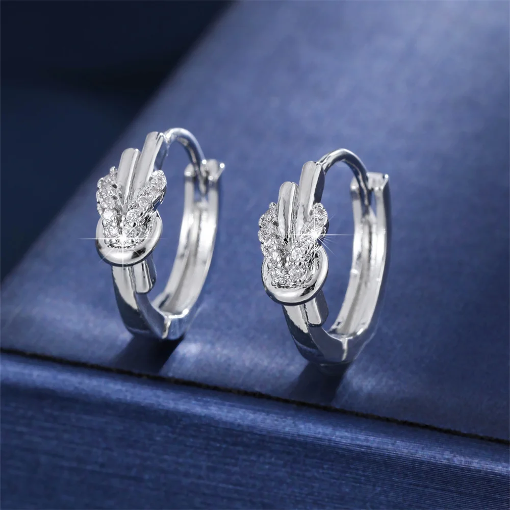 Female Cute Shell Rainbow Zircon Hoop Earrings For Women Vintage Gold Silver Color Ear Buckle Wedding Jewelry Mother's Day Gifts