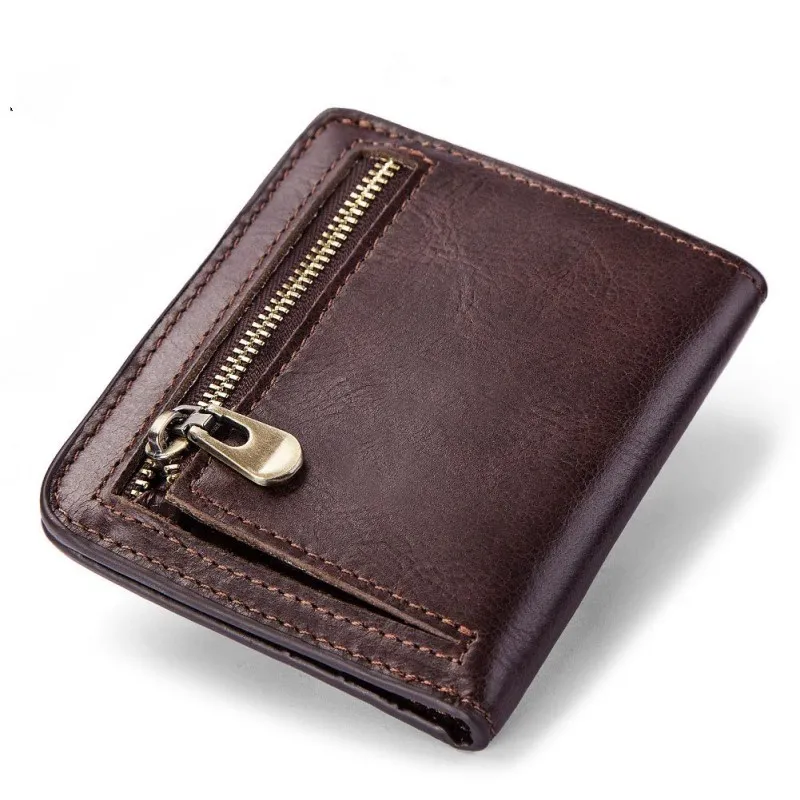 

Classic retro Men's Chain Wallet RFID Anti-Theft Men's Leather Wallet Zipper Coin Purse Credit Card Holder for Men