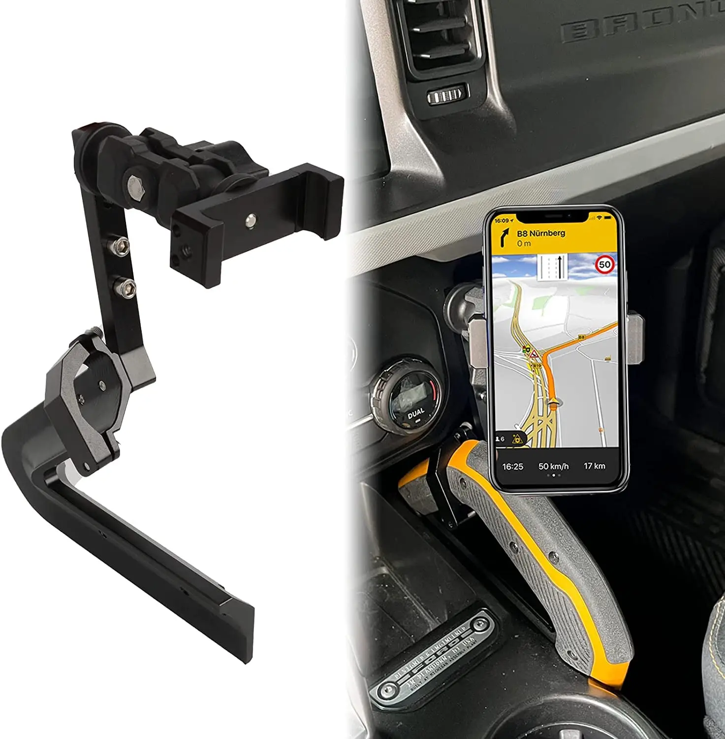 

MAIKER OFF ROAD Phone Holder Mount For Ford Bronco 2021 2022 2023 Custom Adjustable Stabilizer Bronco Cell Phone Holder