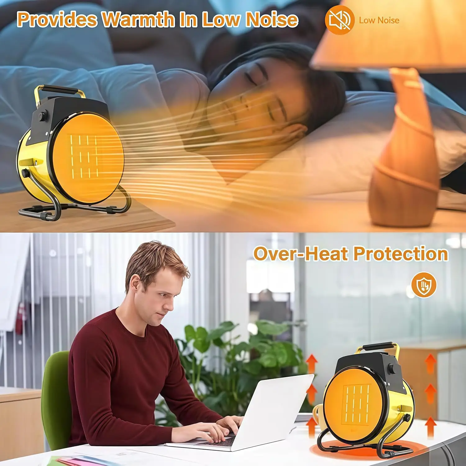 سخان سيراميك PTC محمول للفناء، سخان كهربائي خارجي ثلاثي الأوضاع للسطح، المرآب، الدفيئة