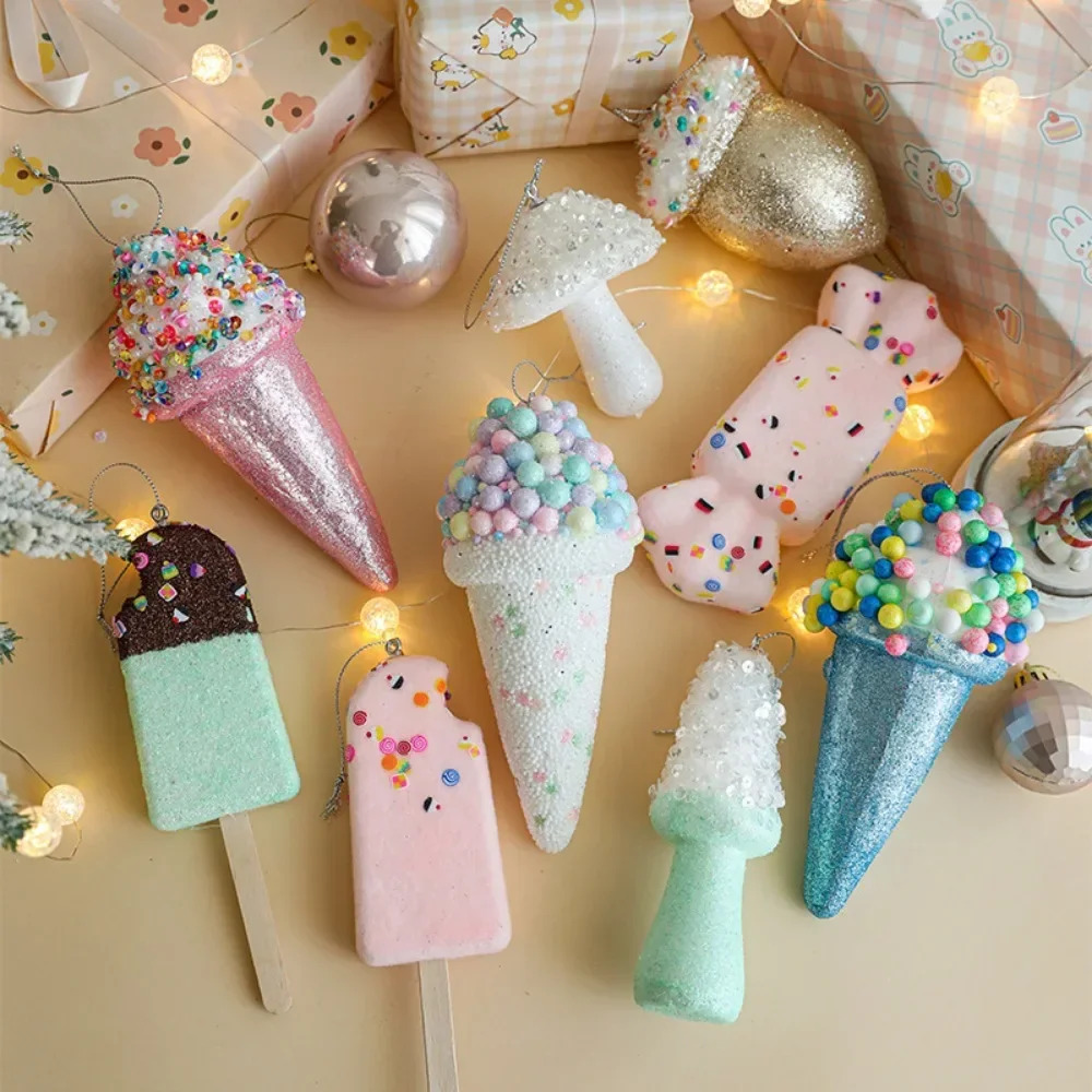 2025 Creative Christmas Hanging Cute Ice Cream Pendant Navidad 2026 Christmas Decor Xmas Tree Decor New Year Gift Toys