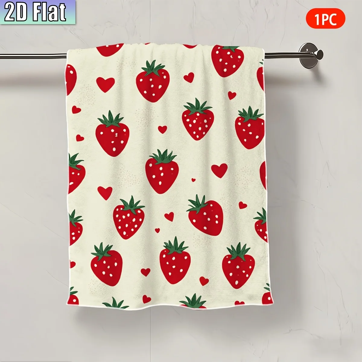 1pc Fresh Strawberry & Heart Scrub Cloth, Soft Face&Hand Tow