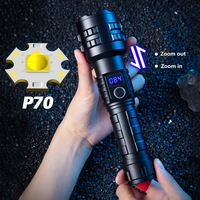 D2 P70 LED High Powerful LED Flashlight Tactical Telescopic Zoom Torch Emergency Lighting USB Rechargeable Waterproof Lanternas