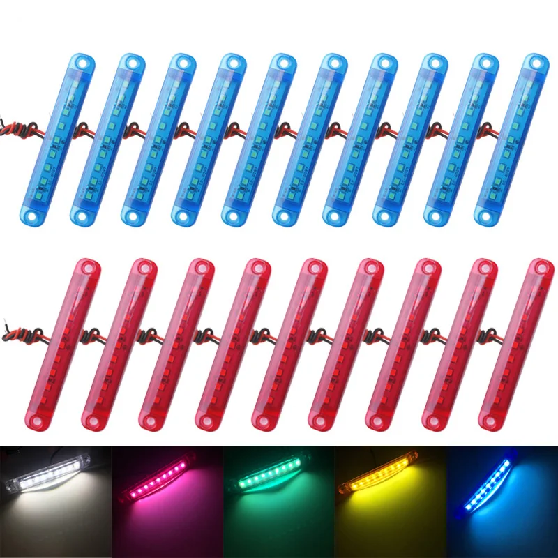 

10 шт. 9LED 24 В светодиодный боковой габаритный фонарь для автомобиля, грузовика, индикаторная сигнальная лампа, белый, желтый, синий, положение, боковые сигнальные огни