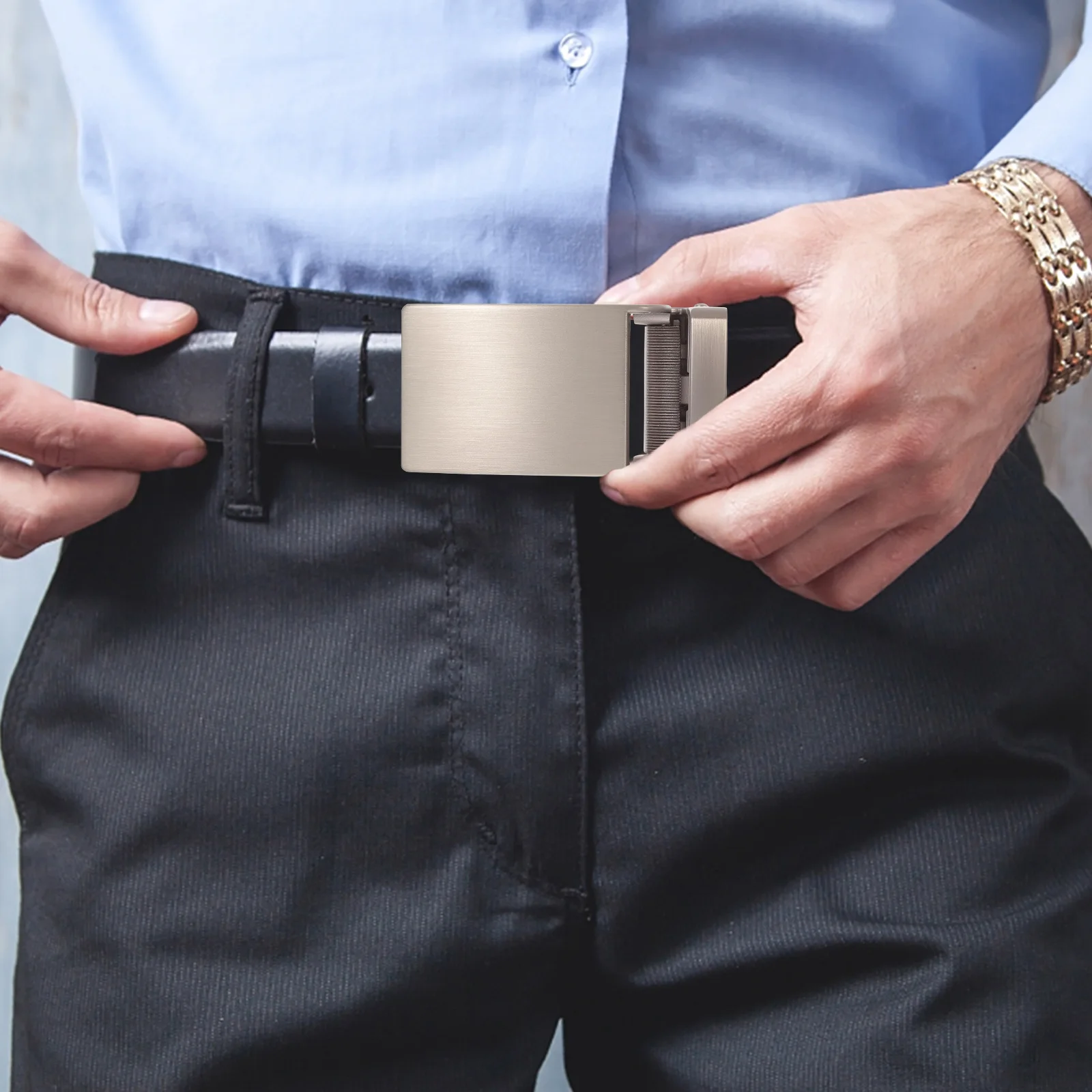 1pc Automatic Silver Alloy Ratchet Fit Buckle Belts Business Casual Wear Mens Belt Buckles Belt Buckle