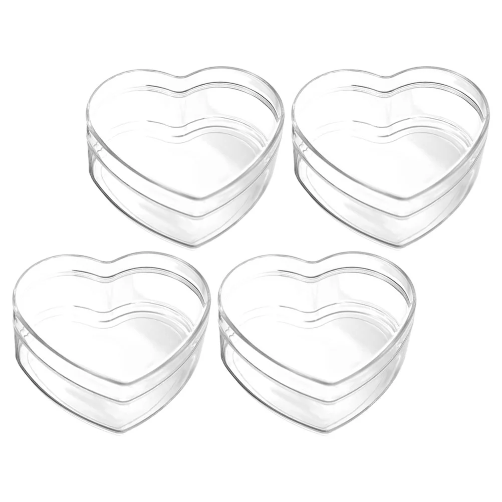 4 Pcs Transparent Storage Box Candy Wrapping Boxes Small for Gifts Favor Heart Acrylic