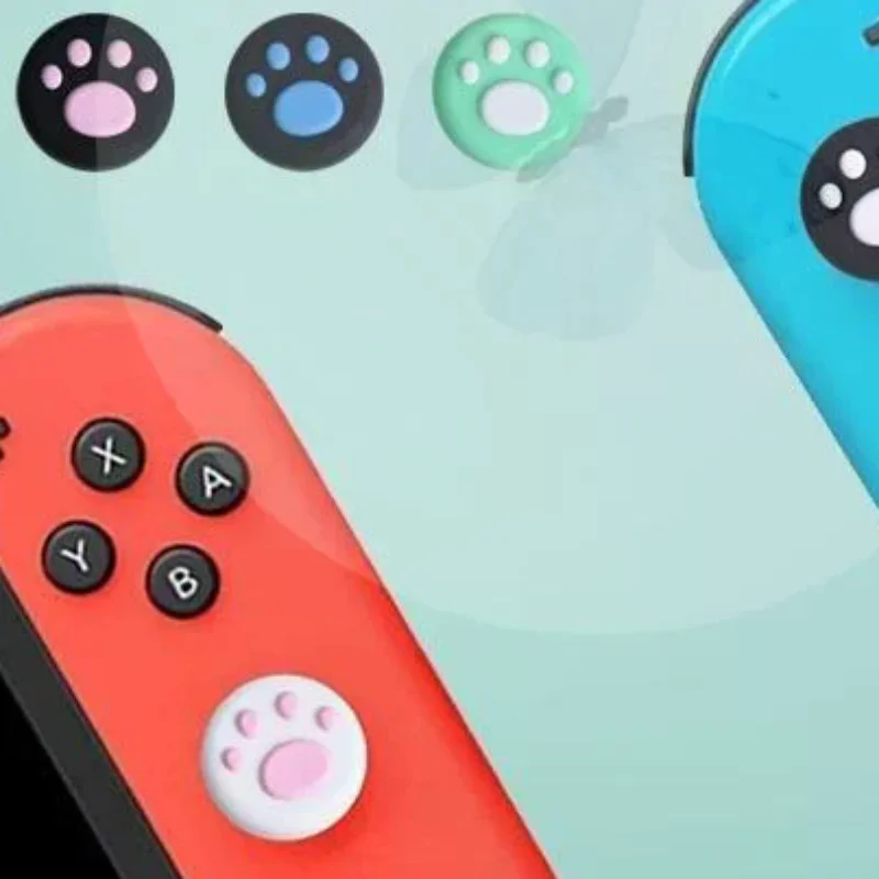 Cute Kawaii Cat Paw Non-Slip Silicone Thumb Grips Joystick Protectors for Switch Lite OLED Gaming Fans