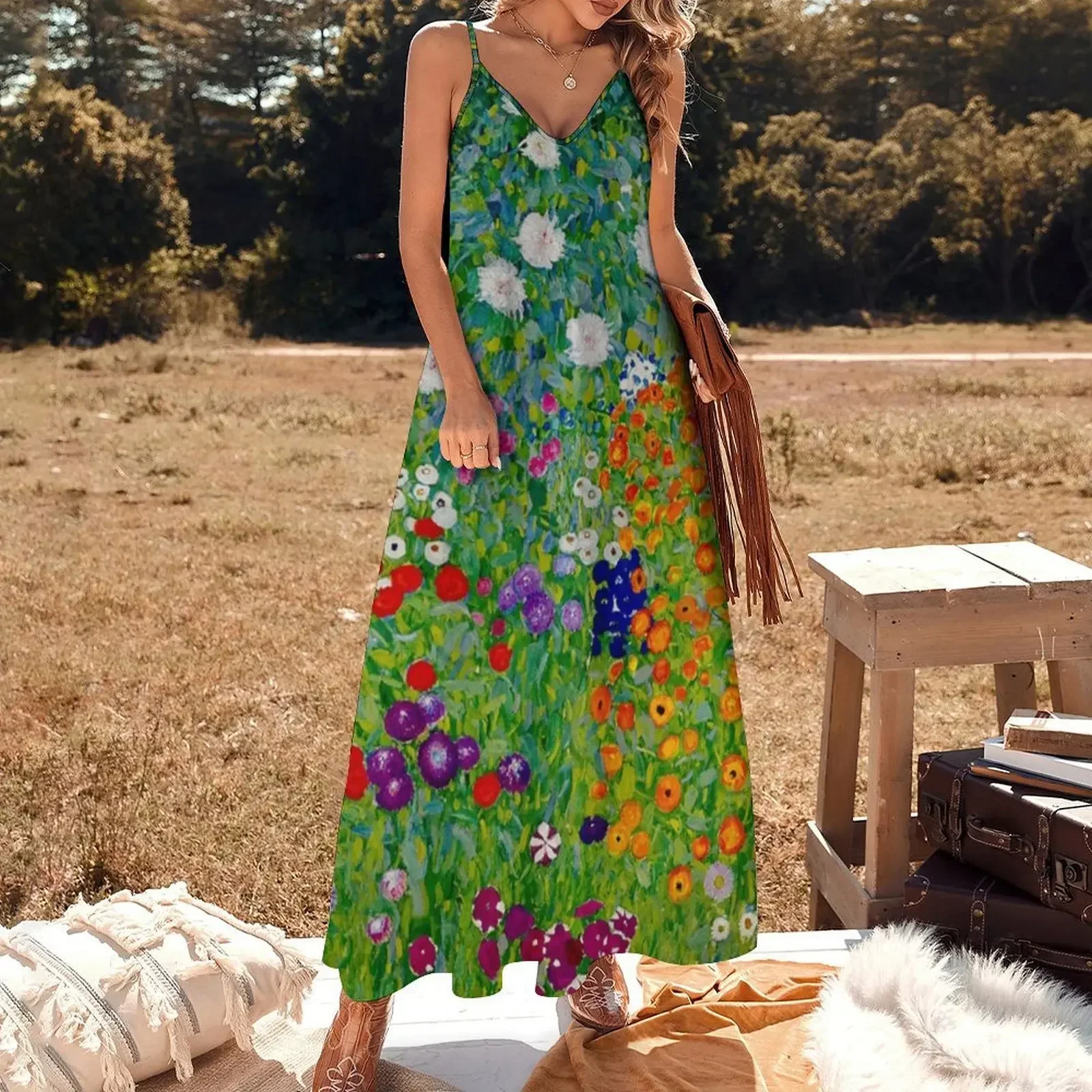 Flower Garden/ Blumengarten - Gustav Klimt Art Nouveau Floral Sleeveless Dress womens dress summer dresses Dress