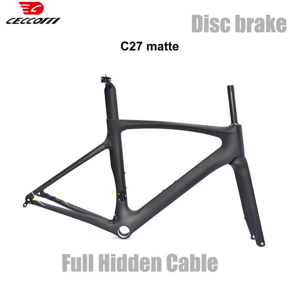 T1000 Carbon Disc Brake Road Bicycle Frame, Full Hidden Cable Design Road Bike Frameset