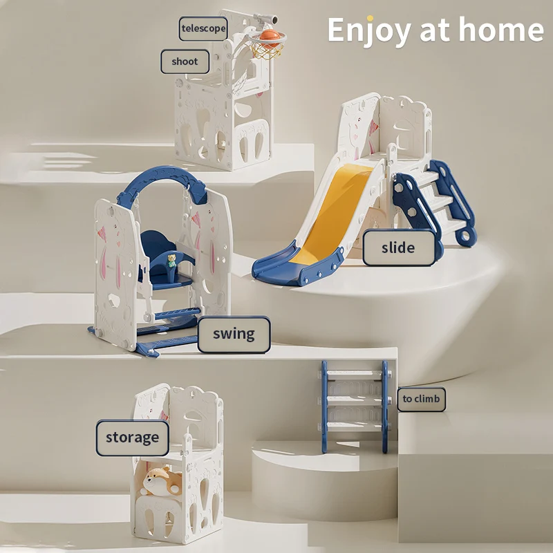 High Quality Combination Colorful infant Playground Kids Home Play indoor Plastic Slide and Swing