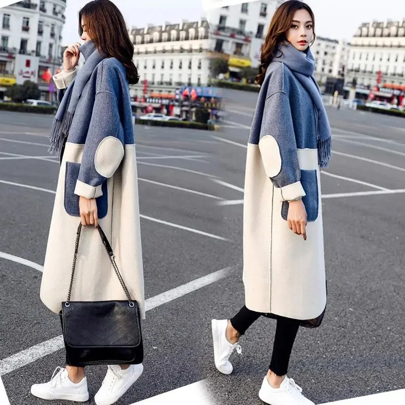 Woll mantel 2023 Herbst/Winter neue koreanische Version beliebte weibliche Jacke Woll mantel Frauen mittellang über Knie Spleiß Pendler