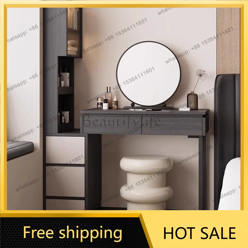 zj.Makeup Mirror Dressing Table Desk Cabinet Shelf Wood Jewelry Dressing Table Service Luxury Penteadeira Lounge Suite Furniture