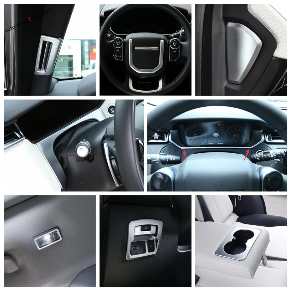 

Matte Interior Refit Dashboard / Pillar A Air AC Panel / Steering Wheel Cover Trim For Land Rover Range Rover Velar 2018 - 2022