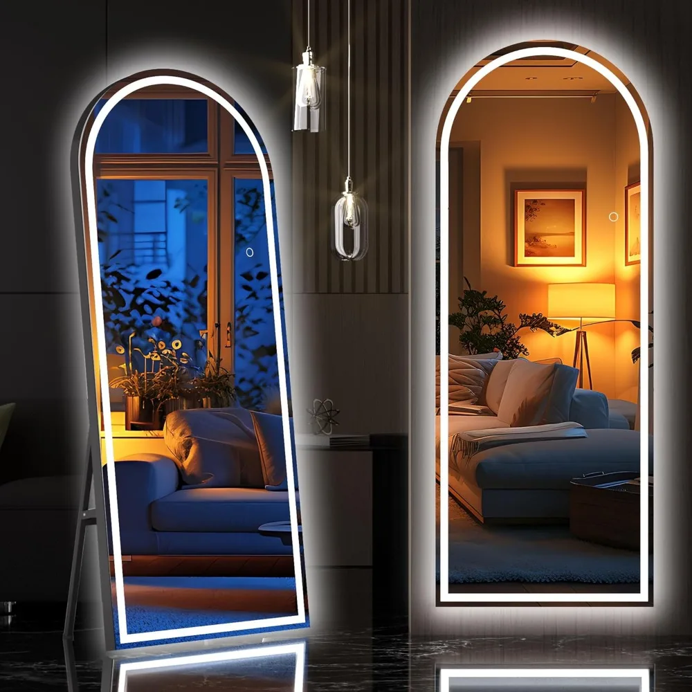 

69" X 24" Full Length Mirror with Lights,Black Frame Arch Led Mirror Full Length and 3 Colors Temperatures&Brightness Adjustable