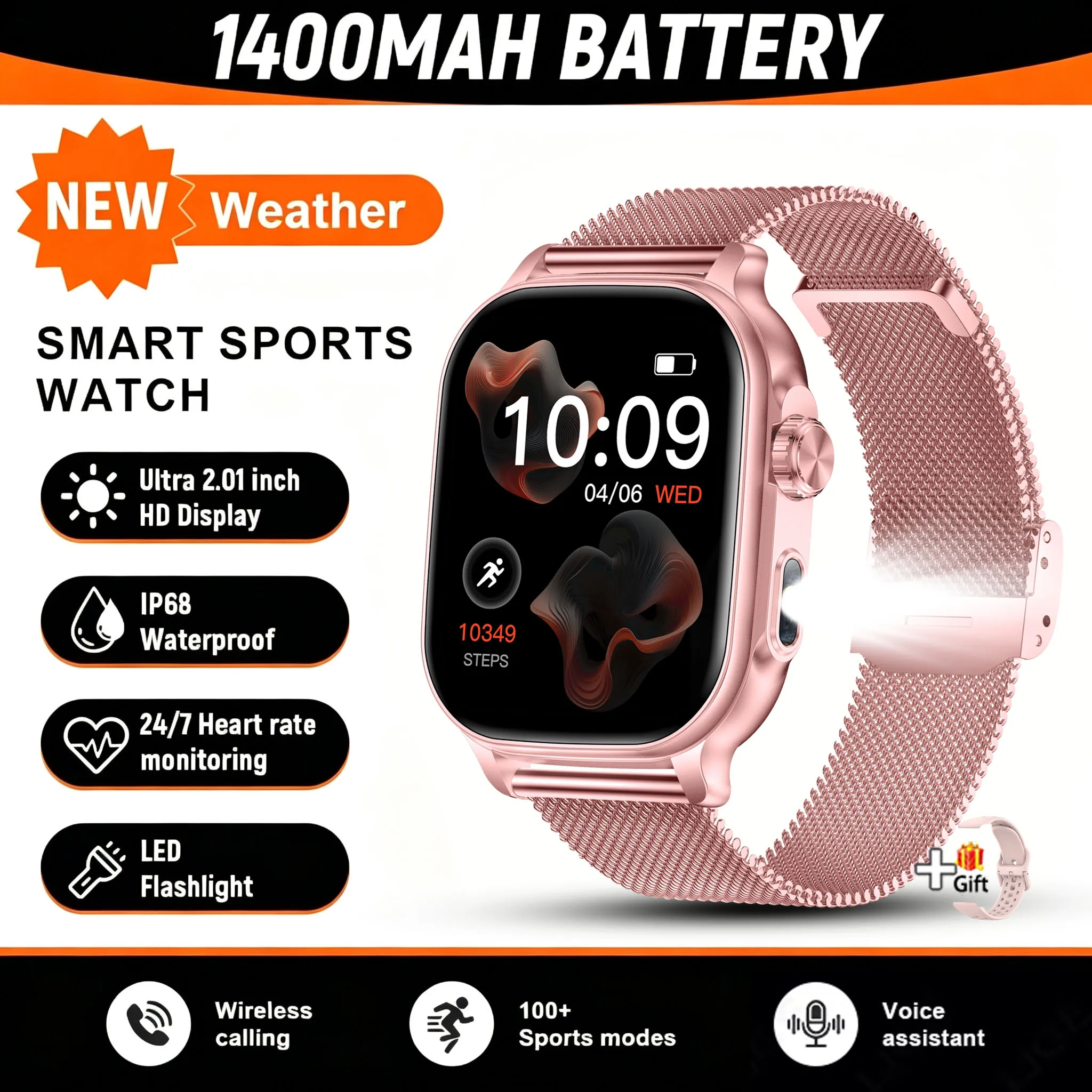 2026 Neue Amazfit Bip 6 Smartwatch für Damen Sport IP68 Wasserdicht Eingebaute 24-Stunden-Herzfrequenzmessung Bluetooth-Anruf Damen Mode-Smartwatch