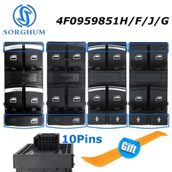 4F0959851H 4F0959851F 4F0959851J 4F0959851G For Audi A3 8p S3 A6 S6 RS6 Q7 Car Chrome Power Window Control Switch 10 Pins Red