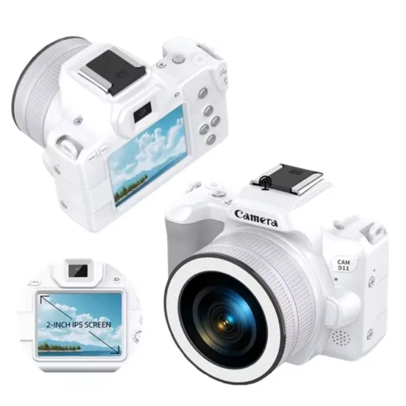 

STLF Newest 48MP 2K Mini Digital with 16X Zoom - Electronic Anti-Shake, 2" IPS Screen, Compact DSLR-Style Design for Vlo