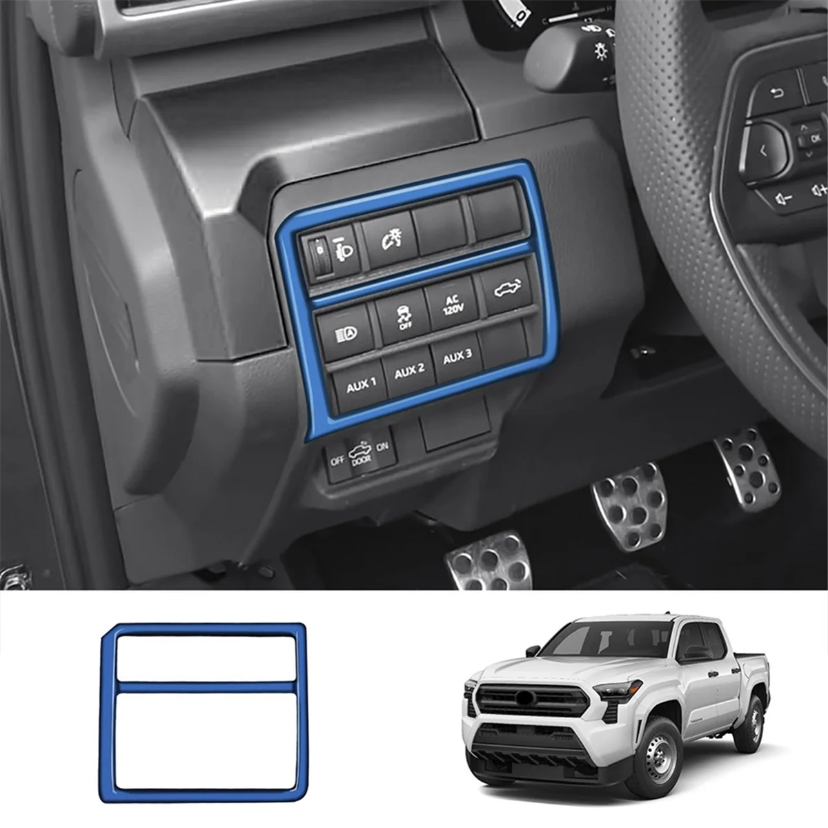 Car Multifunction Switch Panel Trim Frame Cover Sticker for Toyota Tacoma 2024 Car Interior Accessories