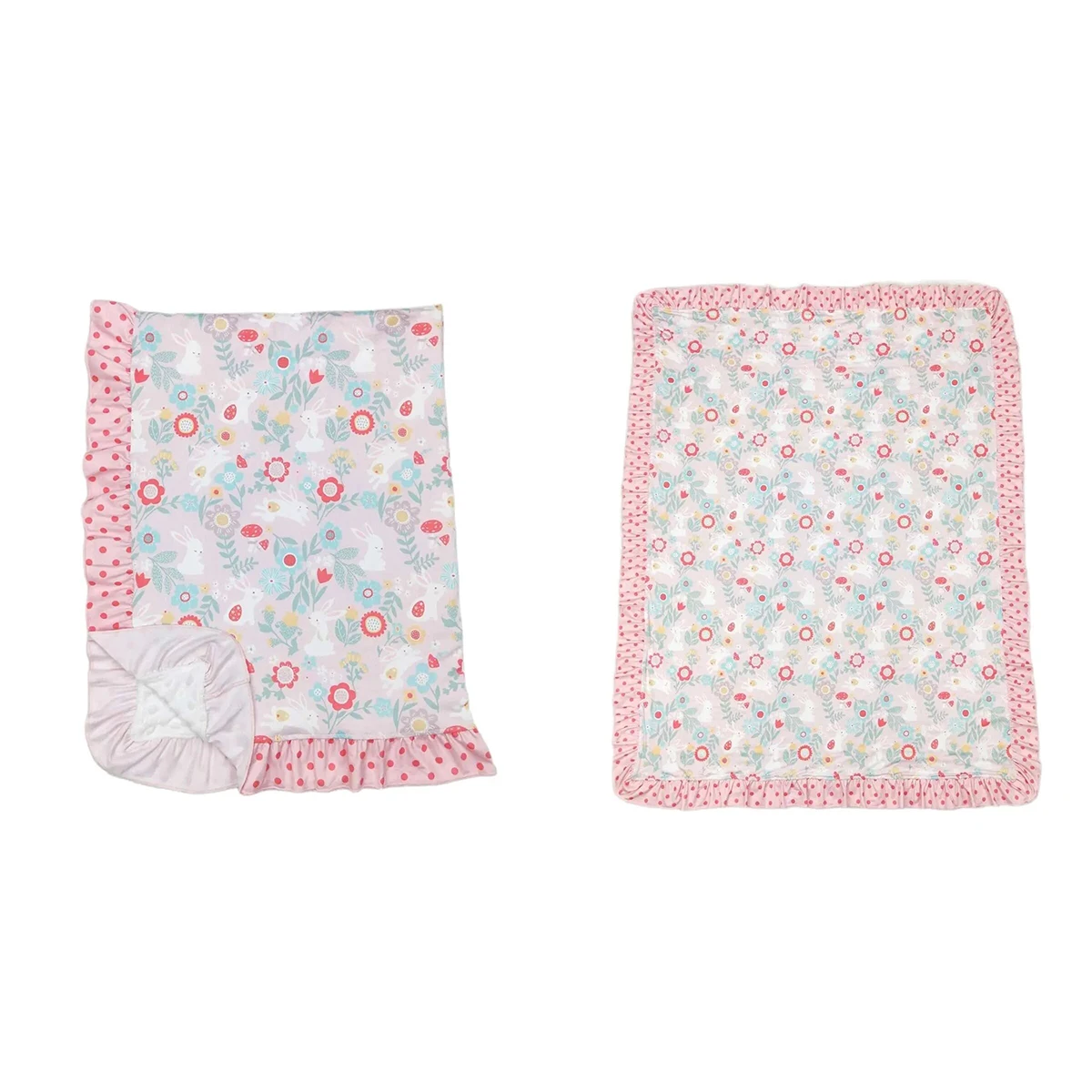 Wholesale Classic Easter Baby Boys Girls Newborn Flower Rabbit Blanket Swaddle Soft Tent Plaid Pink High Quality Boutique