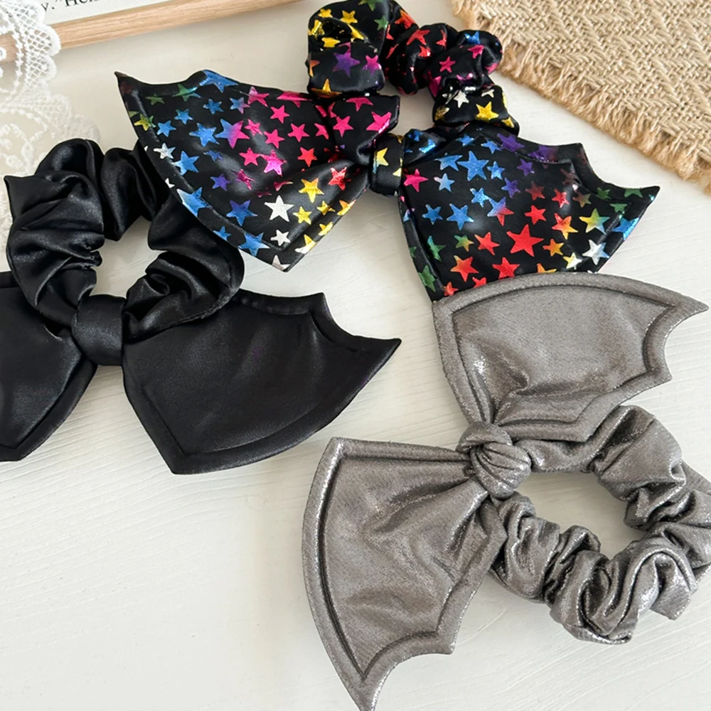 Halloween Bat Hair Scrunchies Stars Festival Party Hair Ties Ponytail Holder Elastic Hair Rope Women Headwear Hair Accessories