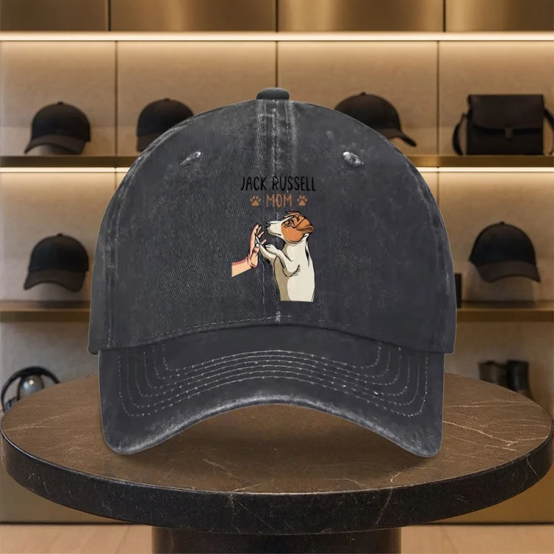 Jack Russell Terrier Handshake Print Washed Baseball Cap – Unisex Duckbill Hat for Men & Women