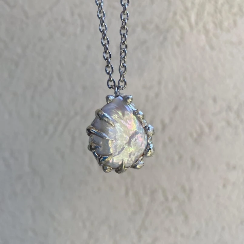 

1Pcs Handmade Teardrop Drop Shape Necklace Soldered Pearl Freshwater Pearls 18+2inch Jewelry Special Gift For Women