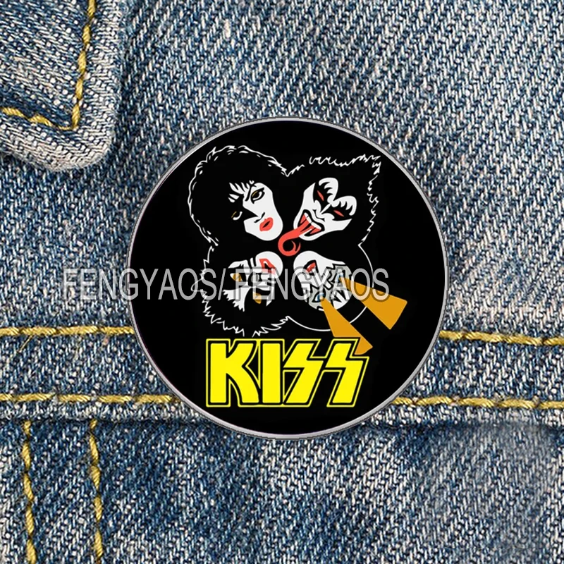 Stainless Steel KISS Band Pins Rock Band Music Brooch Badge Fashion Jewellery Clothes Hat Backpack Accessory Gifts