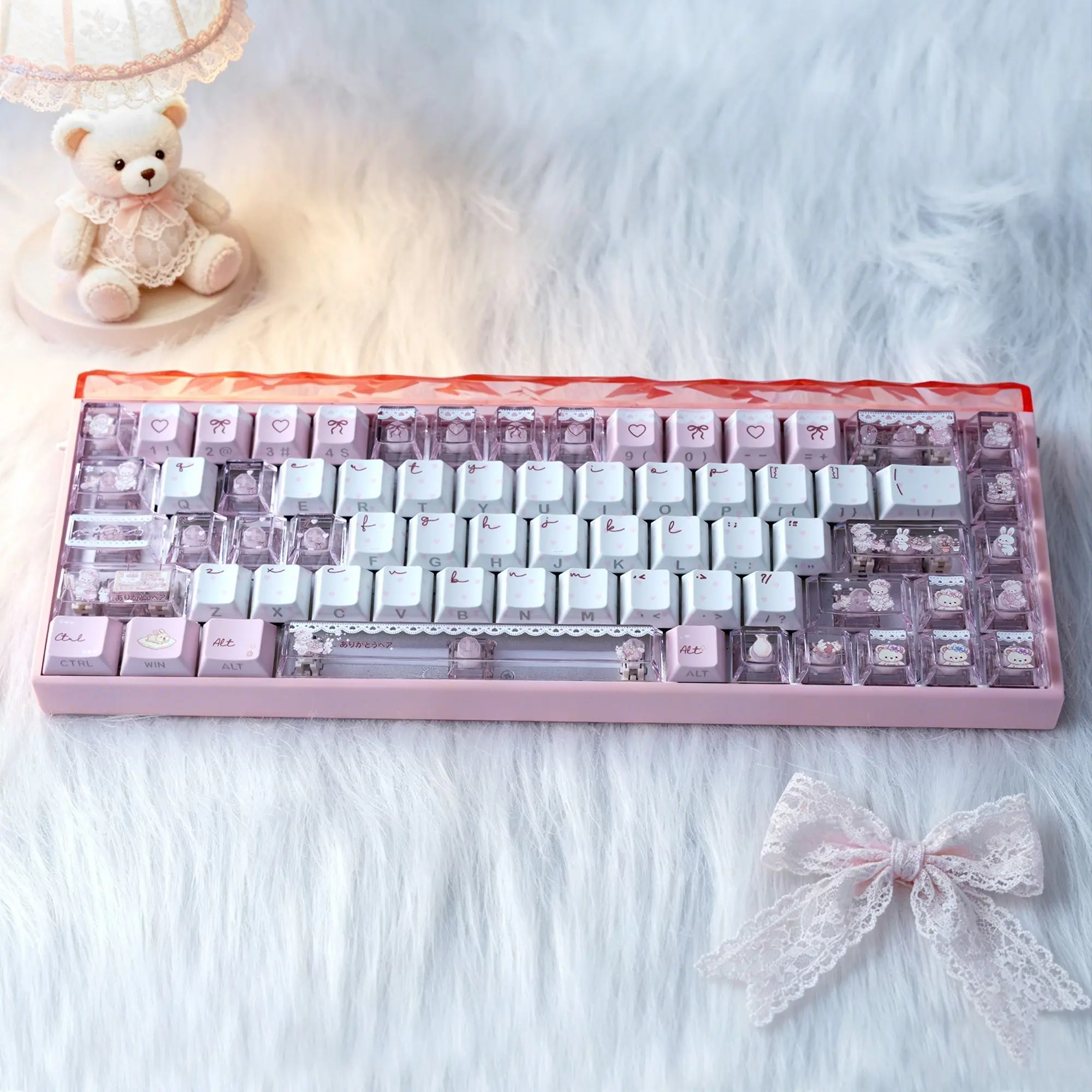 Bear Tea Party Keycaps Side PRINT Transparent cherry Highly Adaptable Customized magnetic axis Wooting keyboard Ev63 keycaps