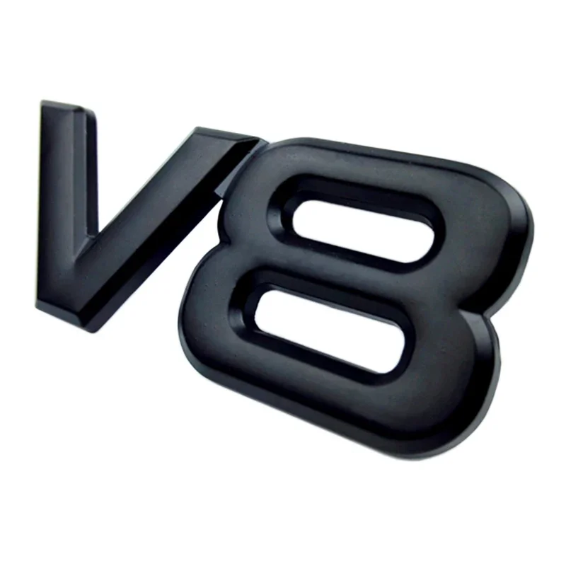 Auto Metal Alloy 3D V8 Logo Engine Displacement Trunk Rear Car Badge Decal Chrome V8 Side Wing Emblem Sticker Car Styling