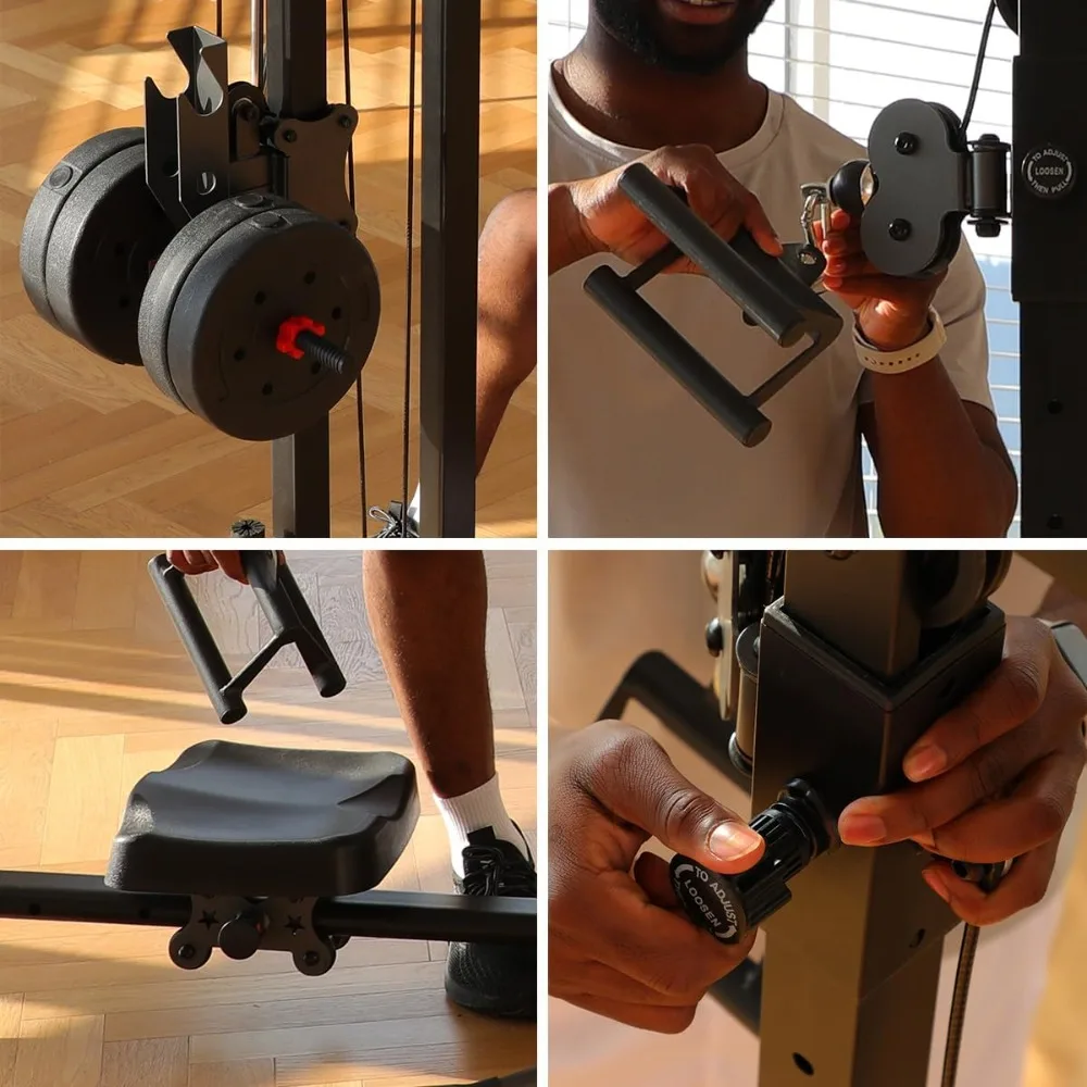 نظام صالة الألعاب الرياضية من TOUSAINS Home Cable: سعة وزن 330 رطلاً، مدرب مزدوج الوظائف مع آلة كروس آلة التجديف #6