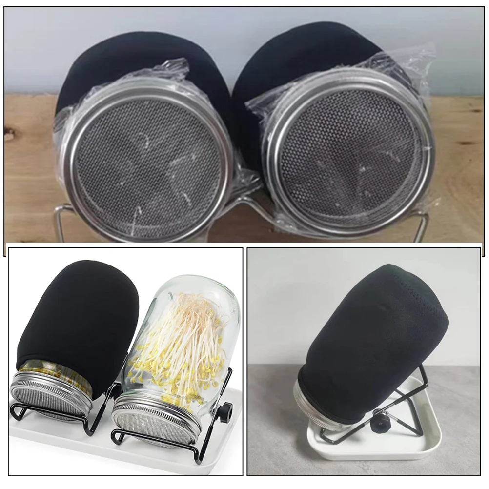 4 Pcs Mason Jar Cover Light Sleeve Sprouting Jars Shades Cloth Blackout Wide Mouth Covers Stainless Steel