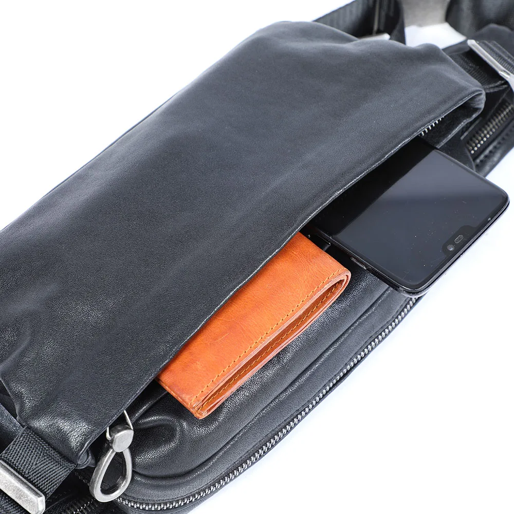 S.WORKER Premium Echtleder Herren-Brusttasche Modische Vollnarbenleder-Umhängetasche für Männer Schultertasche Sling Bag – Detail 22