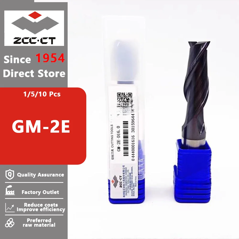 GM-2E  ZCCCT 2 Flutes Flat General Solid Carbide End Mills D1.0~D20.0 Tungsten Steel Alloy Straight End Mill