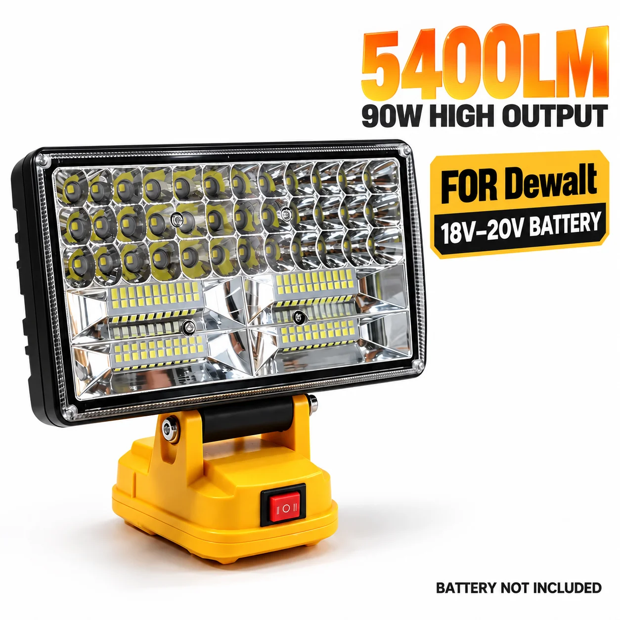 20V MAX LED Work Light For Dewalt 18V Battery Portable Flood Light 5400LM Cordless Job Site Lamp Outdoor Emergency Fishing Tool
