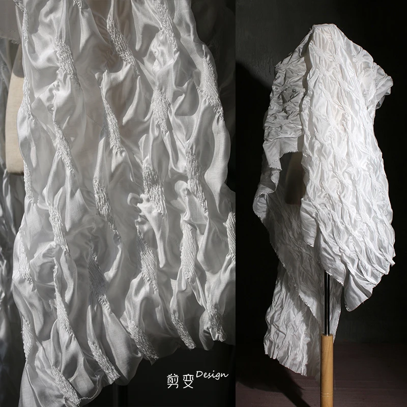 

Wave Pleated Elastic Fabric High-grade Three-dimensional Texture Jacquard Shirt Skirt Clothing Designer Transformation