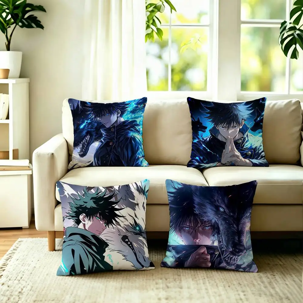 Hot Anime Character Megumi Fushiguro-o Pillow Case Square Double-Sided Sofa Cushion Cover Bedroom Bedside Pillow