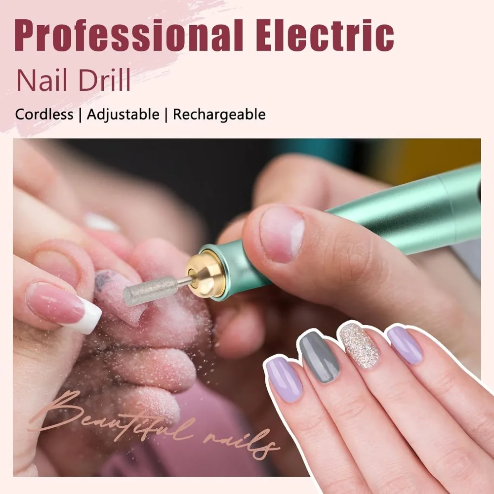 Cordless Electric Nails Drill Filer Set, Professional Manicure Pedicure Kit with Bits for Acrylic, Portable Electric Files & Bu