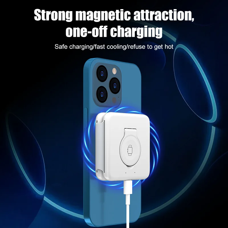 Magnetic Wireless Charger 3 in 1 Foldable Fast Wireless Charging Station for iPhone 12 13 14 15 Pro Max Apple Watch 9 8 Charger